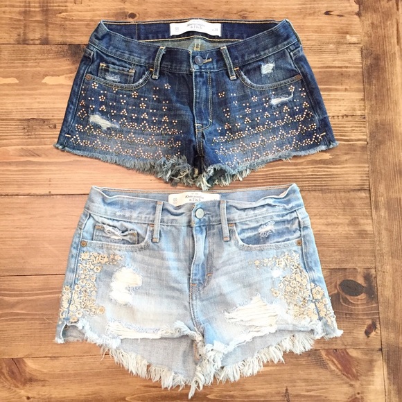 Abercrombie & Fitch Pants - Abercrombie Fitch Lot Denim Shorts Embroidered